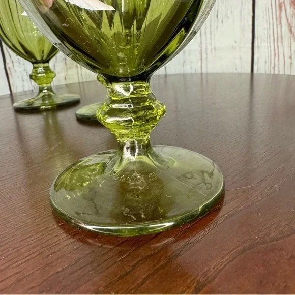 Vintage Libbey Gibraltar Duratuff USA 7” Olive Green Tea/Water Goblets, Set of 3 - Picture 5 of 5